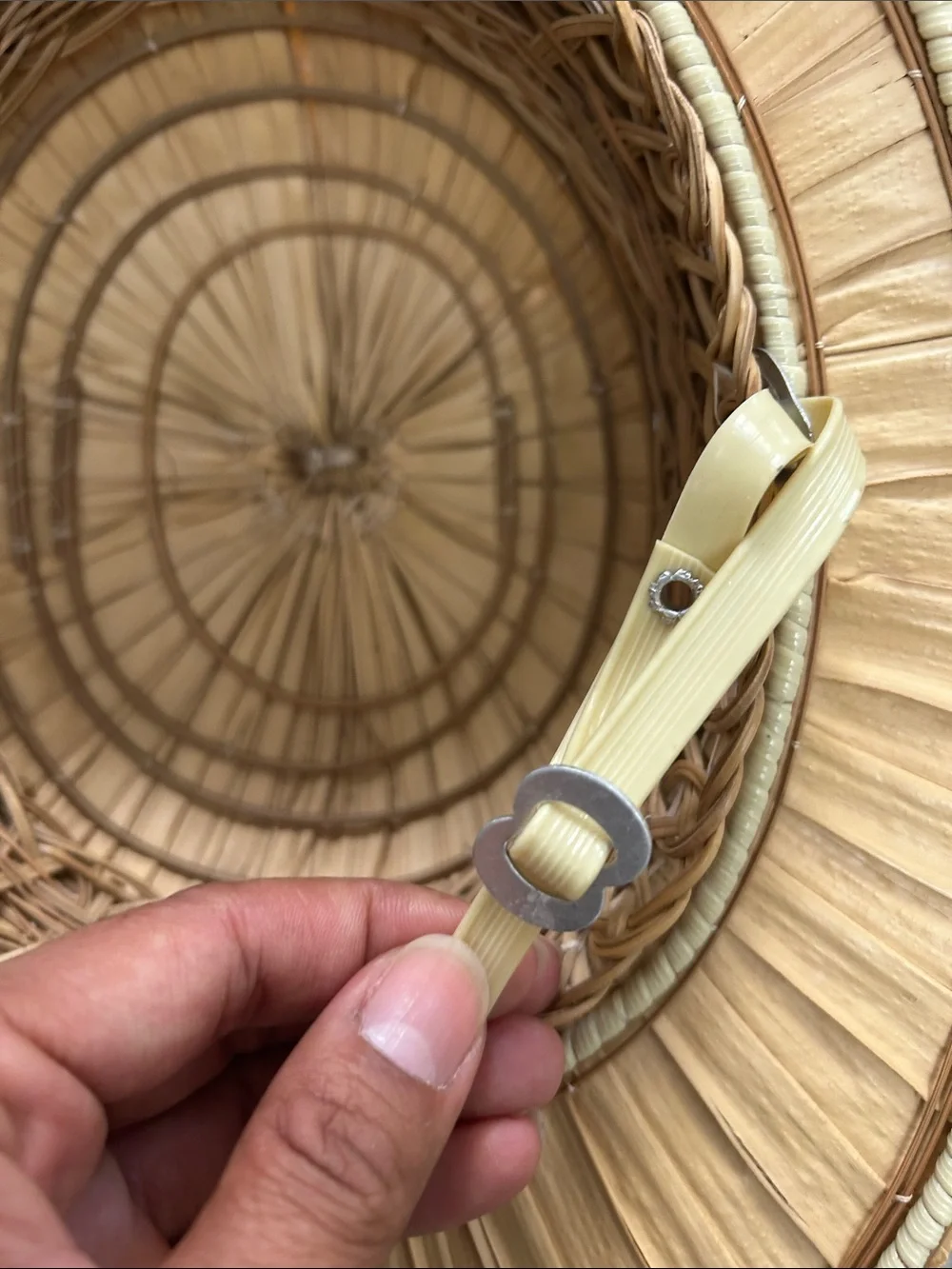 Vintage Woven Bermes Natural bamboo Straw Safari Hat